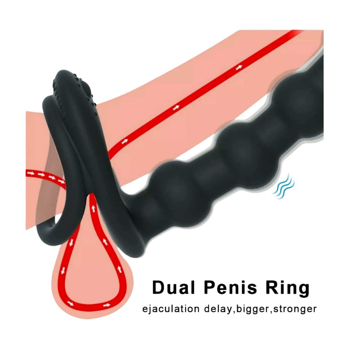 Pleasurez-merkki anaali penisrengas helmillä, musta, joustava ja kiillotettu, sopii lisäämään nautintoa.