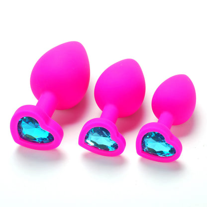 Pleasurez Anaalitappi setti sydänkuviolla, pehmeä ja ergonominen anaalituote, sopii kokemuksen lisäämiseen.