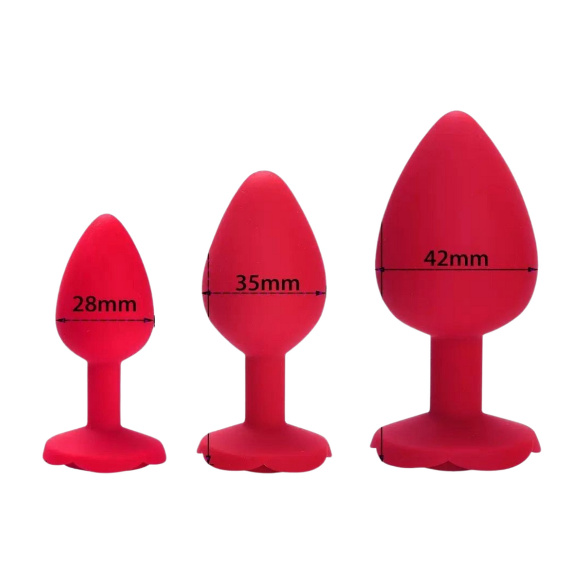 Pleasurez Anaalitappi-setti ruusukuvioilla, musta, pehmeä ja ergonominen anaalitappi setti.