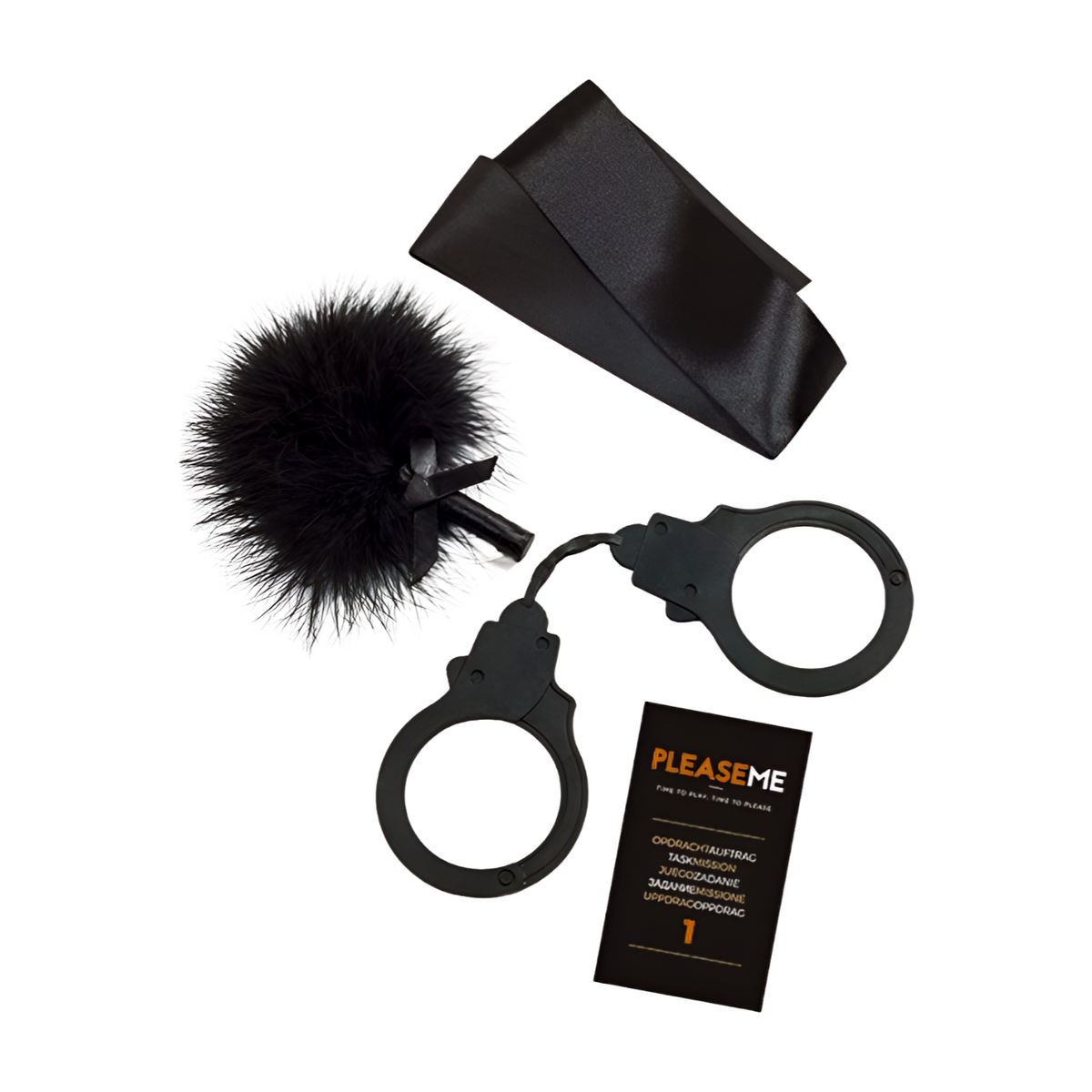 BDSM-peli pariskunnille TEASE&PLEASE, lelu ja välineet jännittäviin aikuisviihdekuviin, romanttinen ja seksuaalinen leikki.