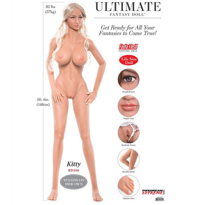 Blondi-seksinukke EXTREME TOYS, realistinen muotoilu ja vaalea hiusväri, kuvassa näkyy nukke istuma-asennossa.