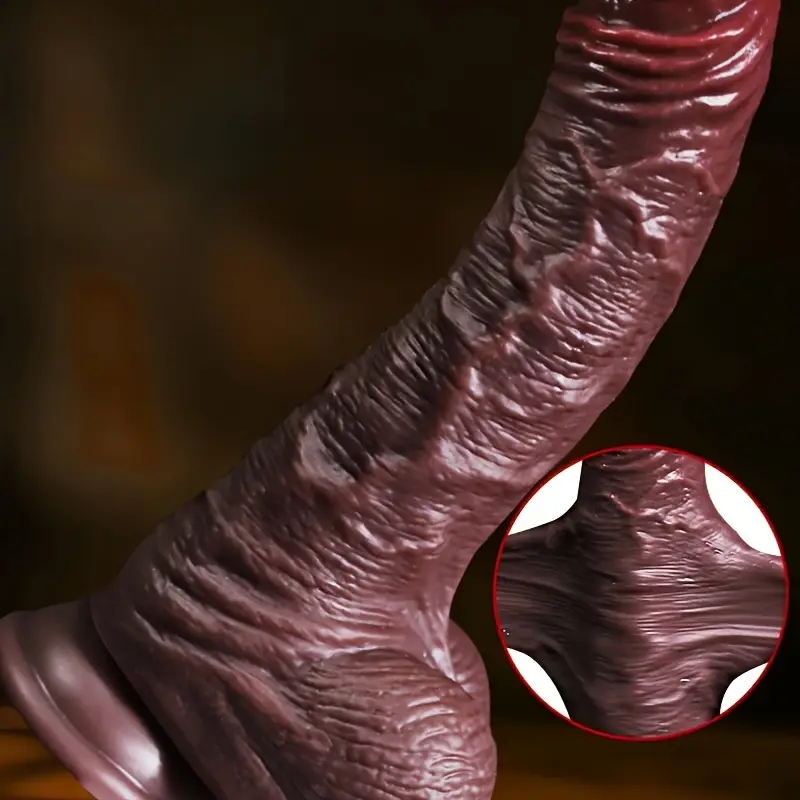 Liikkuva musta nahkamainen dildo, PLEASUREZ-merkkinen, realistinen ja ergonominen seksilelu.