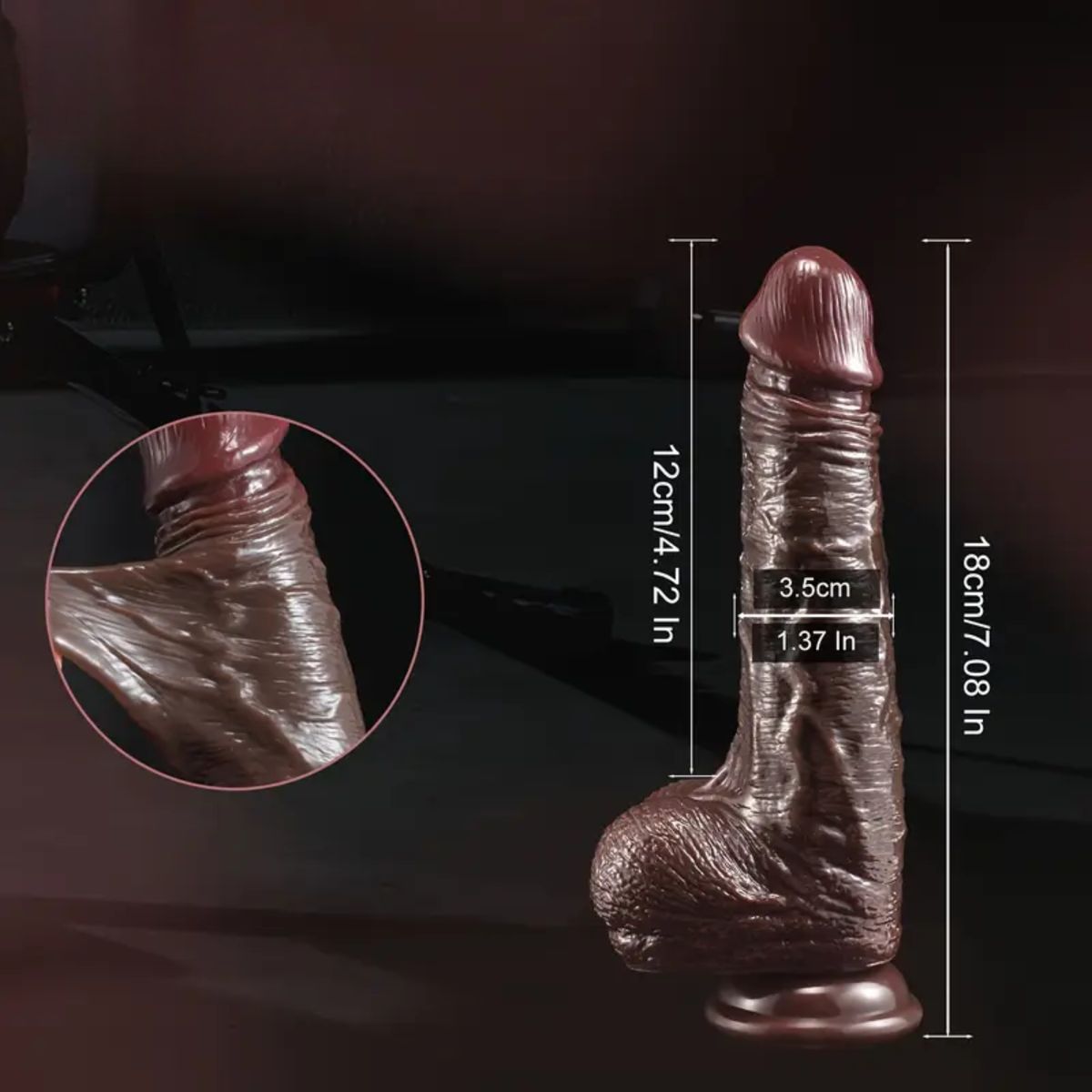 Mustan Pleasurez-liikkuva nahkainen dildo, laadukas ja realistinen seksilelu, kuvassa näkyvässä muodossa.