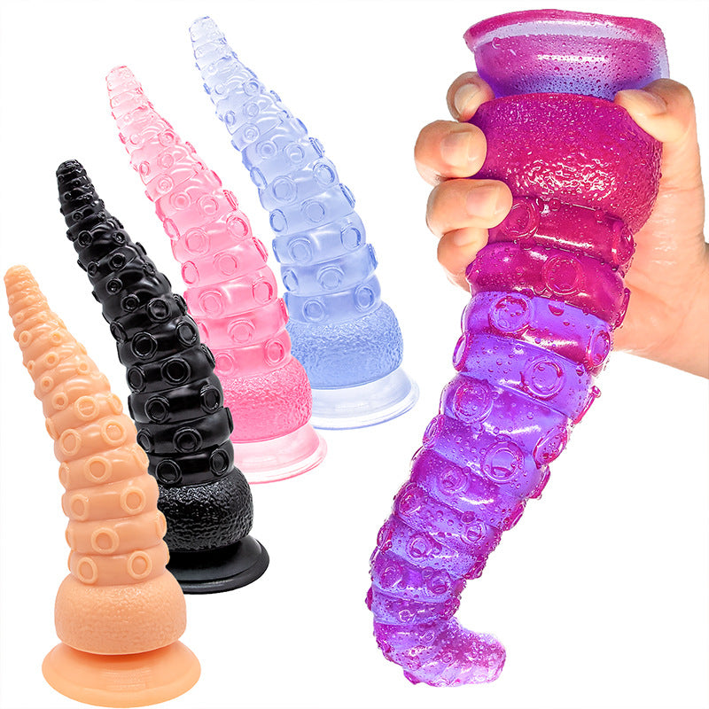 Musta PLEASUREZ DILDO LONKERO KISS dildo kuvassa, realistinen ja pehmeä vagina ja anustoppi, ergonominen muoto.