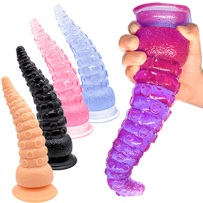 Musta PLEASUREZ DILDO LONKERO KISS dildo kuvassa, realistinen ja pehmeä vagina ja anustoppi, ergonominen muoto.