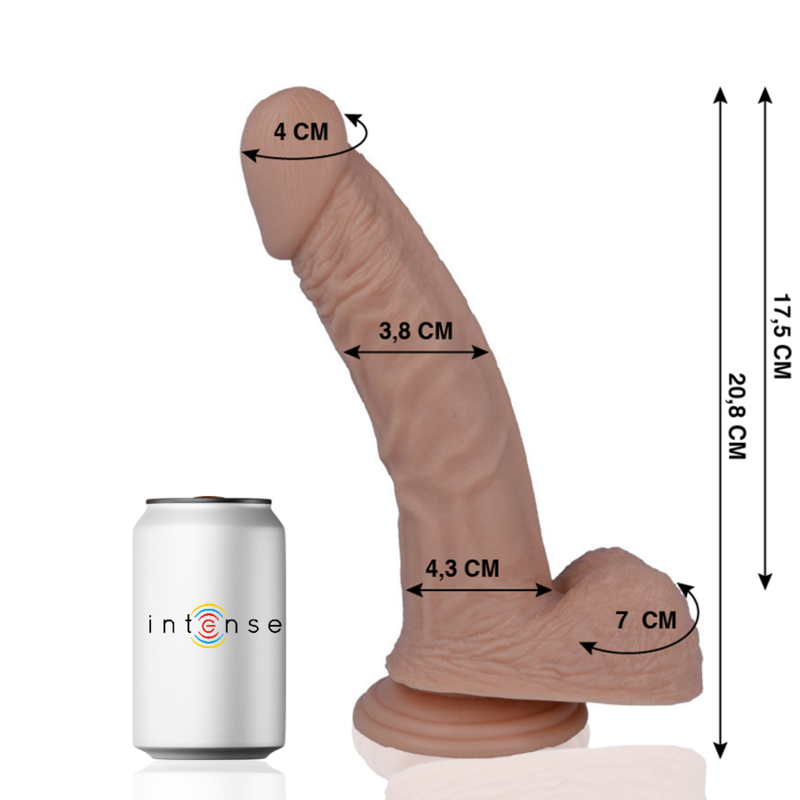 Intense-merkki naisten seksilelu, 20,8 cm dildo MR Intense, realistinen muoto ja pehmeä tekstuuri, kuva seksilelun päällä