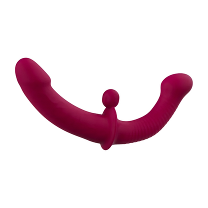 Pleasurez Dildo Tupla -värisevä dildo, jossa kaksi erillistä osaa, luonnollinen muoto ja laadukas silikonipinta.