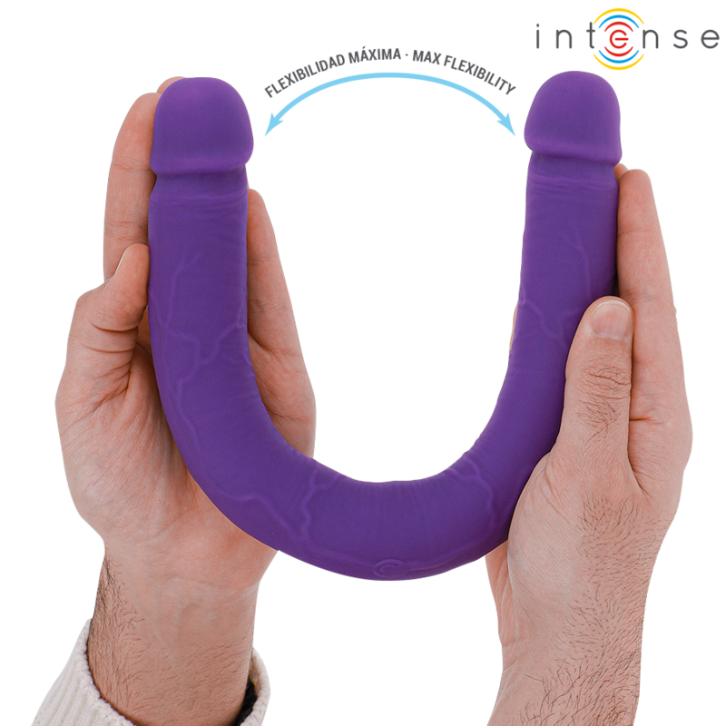 INTENSE Kaksipäinen Gunter dildo-vibraattori naisten seksilelu, realistinen muoto ja vibratoiminto, musta väri