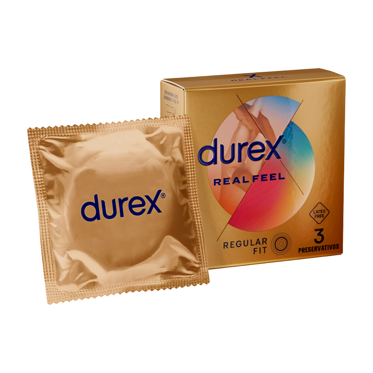 Durex RealFeel condom in package, designed for enhanced natural sensation and comfort during intimacy.