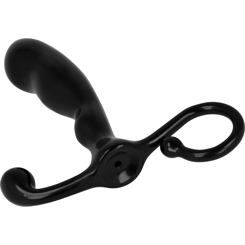 OHMAMA Anaalitappi ETURAUHAS KIIHOTIN Ohmama, musta väri ja ergonominen muoto, kuvassa näkyy tuotteen yksityiskohdat.