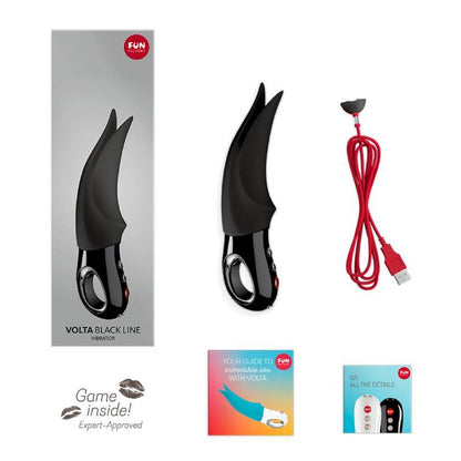Black FUN FACTORY VIBRAATTORI VOLTA vibrator with sleek design and adjustable settings, shown on a neutral background.