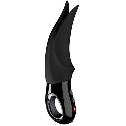 Black Fun Factory Vibraattori Volta vibrator with textured body and control buttons, designed for intimate pleasure.