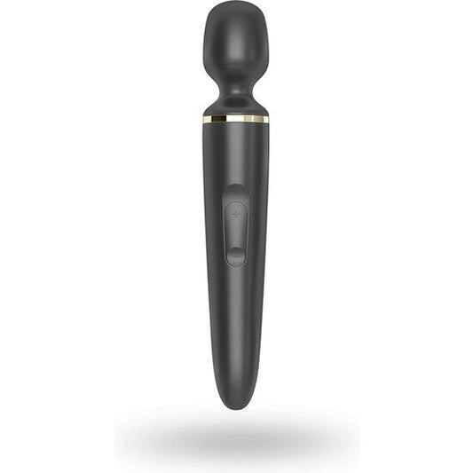 Satisfyer Wand VIBRAATTORI Wander with textured handle and sleek design, ideal for targeted pleasure and intense vibrations.