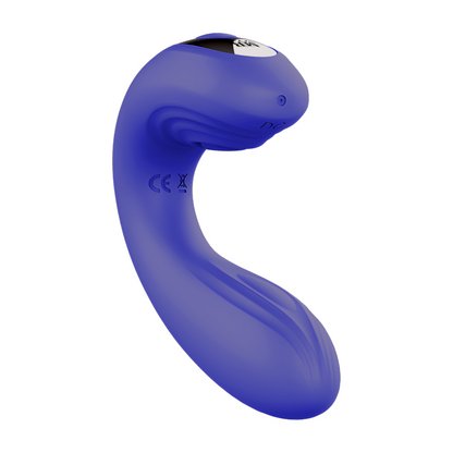 VIBRAATTORI SYKKIVÄ JOSEF, naisten seksilelu MR. BOSS, vihreä ja ergonominen pulsaattori näkyvissä.