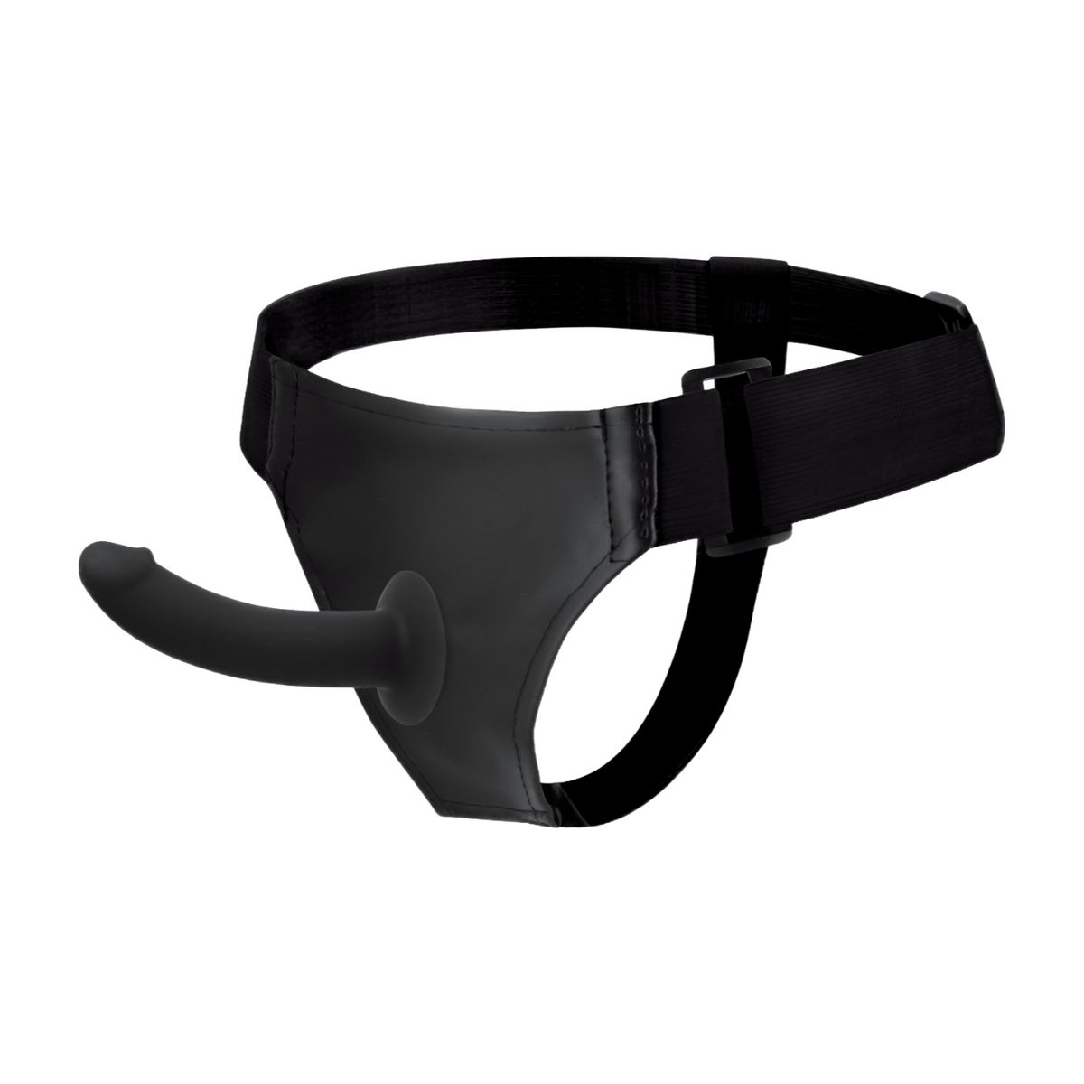 Naisten seksilelu HARNESS ATTRACTION -STRAP-ON KENNY 15cm, harness ja dildo, musta väri, realistinen muoto, kuva edestä.