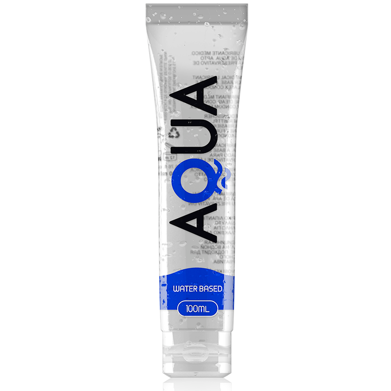 Aqua-liukuvoide 100 ml, vesipohjainen liukuvoide, näkyvissä avonainen pumppupullo, sopii intiimiin käyttöön.