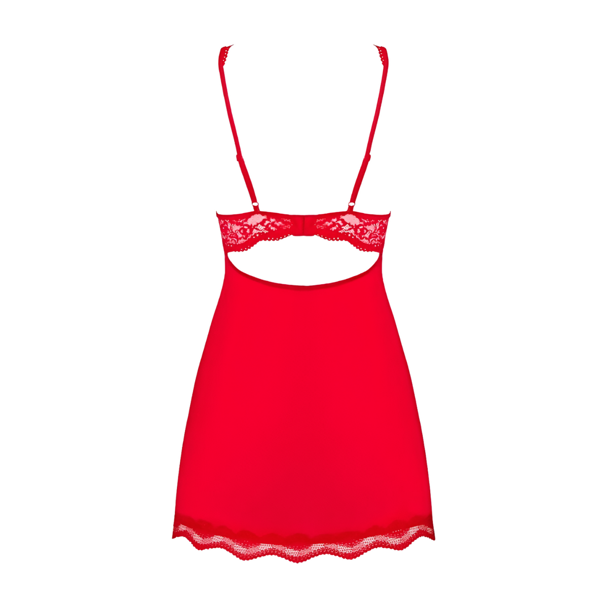 Punainen BABYDOLL LUVAE alusvaate, OBSESSIVE merkkinen, kaarituella ja helmikoristeilla, koko S.
