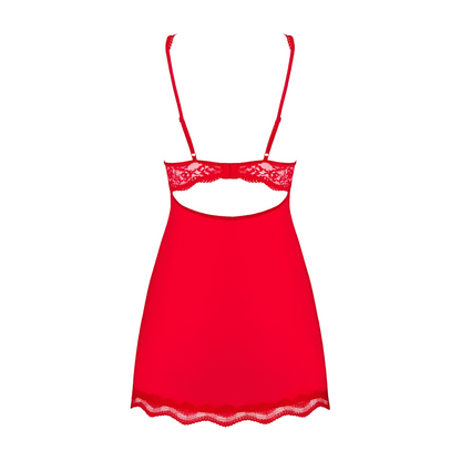 Punainen BABYDOLL LUVAE alusvaate, OBSESSIVE merkkinen, kaarituella ja helmikoristeilla, koko S.