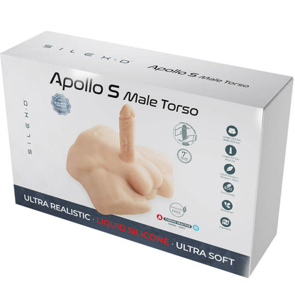 Naisten seksilelu SILEXD Apollo S, miesvartalon alaosa dildolla, realistinen ja yksityiskohtainen kuva.