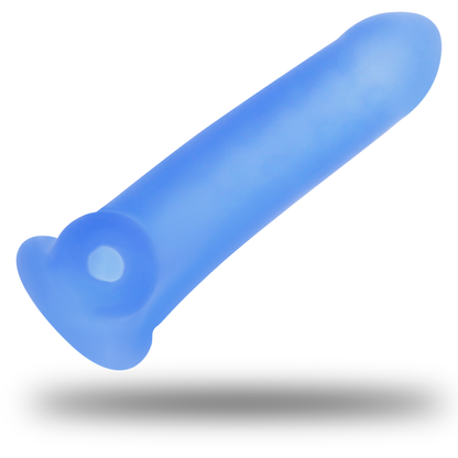 Sininen OHMAMA penisjatke, joustava ja pehmeä, tarkoitettu lisätyksi seksuaaliseen nautintoon.