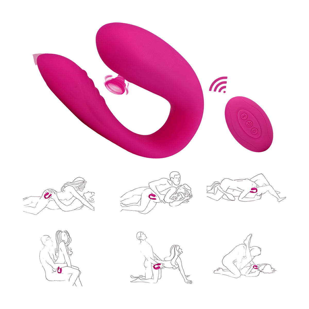 Pleasurez U-imu parivibraattori naisten seksilelu, vaaleanpunainen, pehmeä ja muotoiltu seksuaalisen nautinnon lisäämiseksi