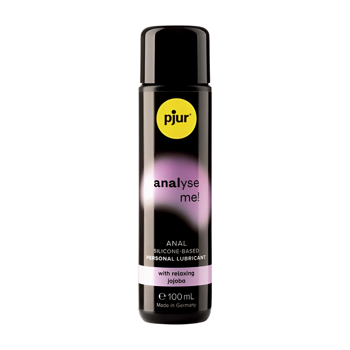 Pjur Analyse Me! 100ml liukuvoide, selkeästä pullosta ja etikettistä näkyvä, silkinpehmeä ja vesipohjainen liukuvoide.