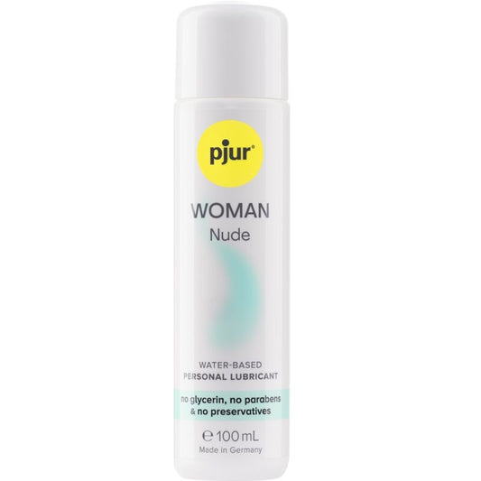 PJUR WOMAN NUDE 100ML lubricant bottle with a sleek design, ideal for enhancing intimacy and comfort.