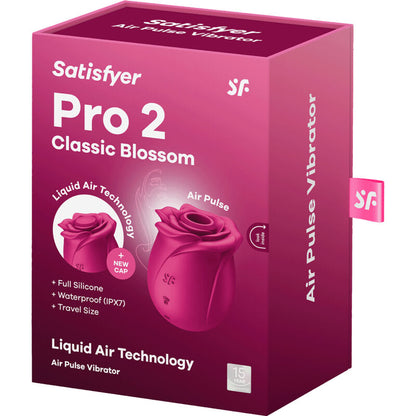 Naisten seksilelu SATISFYER PRO 2 BLOSSOM, pehmeä ja käteen sopiva seksiväline, kuvassa valkoinen ja muotoiltu.