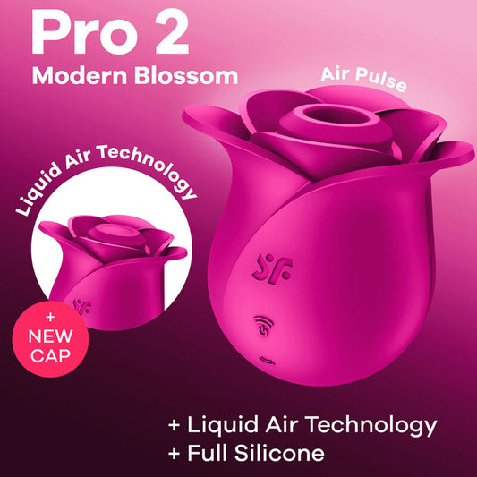 Satisfyer PRO 2 Modern Blossom naisten seksilelu, musta, ergonominen muoto, edistynyt stimulaatio ja pehmeä materiaali