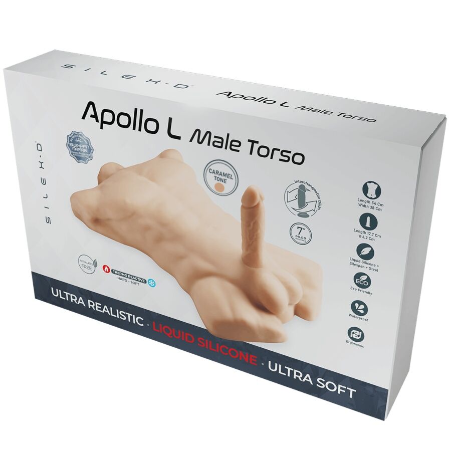 Realistic SILEXD APOLLO L KARAMELLI women's sex toy with a smooth caramel finish and lifelike body design.