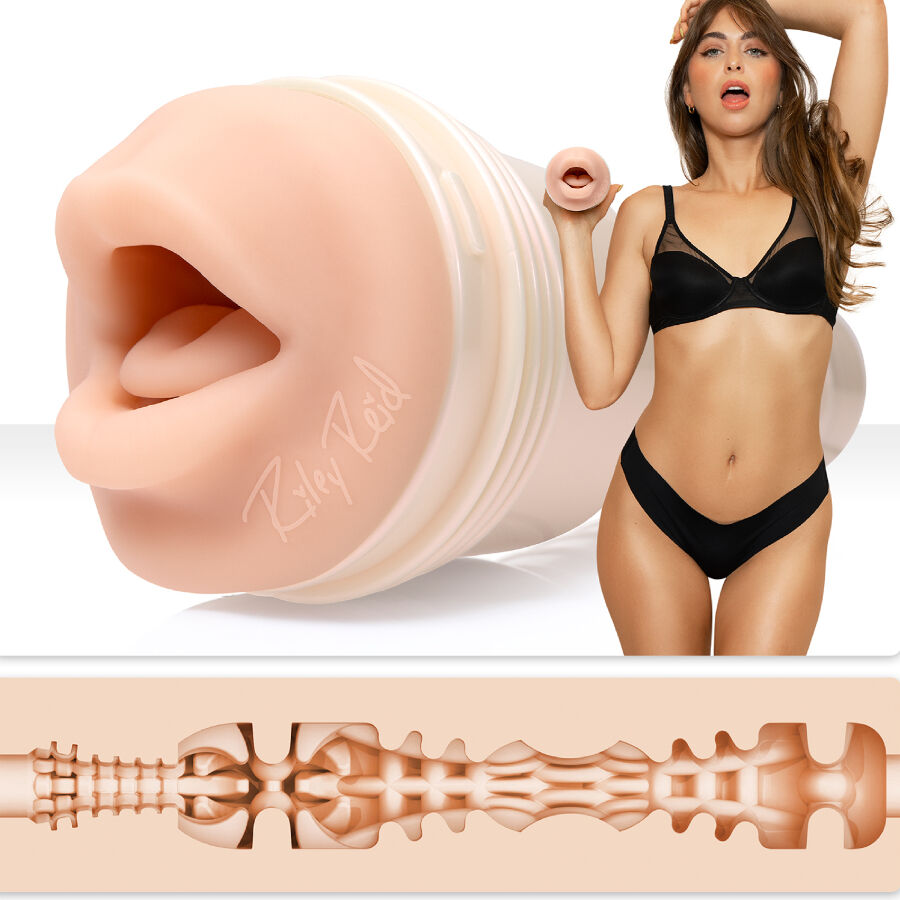 Fleshlight Girls Riley Reid suu seksilelu miesten käyttöön, realistinen vagina- ja suupintainen dildo.