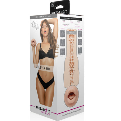 Fleshlight Girls Riley Reid suu seksilelu miehille, realistinen ja pehmeä Fleshlight-brändin seksilelu.