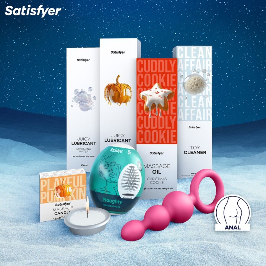 Satisfyer Joulukalenteri Deluxe 2025 featuring a festive design with multiple compartments for holiday surprises.