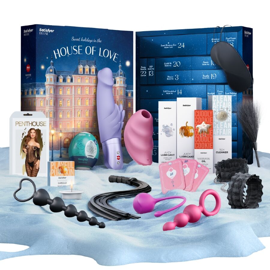 Satisfyer Joulukalenteri Deluxe 2025 featuring an elegant design with numbered doors for a festive surprise.