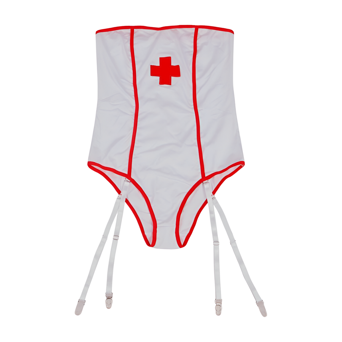 Seksikäs hoitajan asu alusvaatteet, SUBBLIME, valkoinen ja viettelevä, muotoillut ja houkuttelevat vaatteet S-koko.