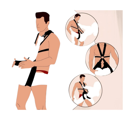 Pleasurez men's sex swing, SEKSIKEINU SWING, for enhanced intimacy and comfort, shown hanging with straps and sturdy frame.