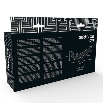 Kaksi strapless-addiktio-leluhahmoa dildo, musta, realistinen muoto ja pehmeä tekstuuri, ADDICTED TOYS -merkki.