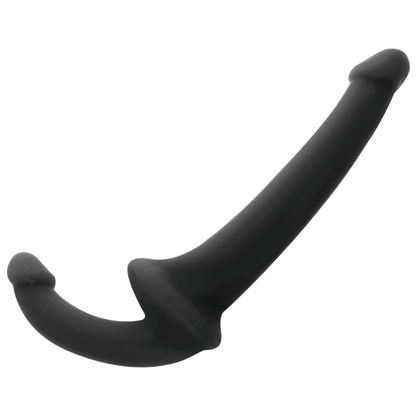 Kaksoisdildo ADDICTED TOYS strapless, musta ja realistinen, näkyvissä kuvassa, valmistettu laadukkaasta materiaalista.