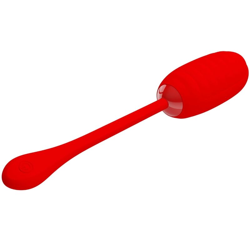 Punainen PRETTY LOVE -naisten seksilelun munavibraattori, kuvassa näkyy kiiltävä pinta ja ergonominen muoto.