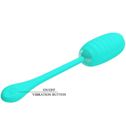 Sininen PRETTY LOVE MUNA VIBRAATTORI naisten seksilelu, pehmeä ja ergonominen muoto, kuvassa.