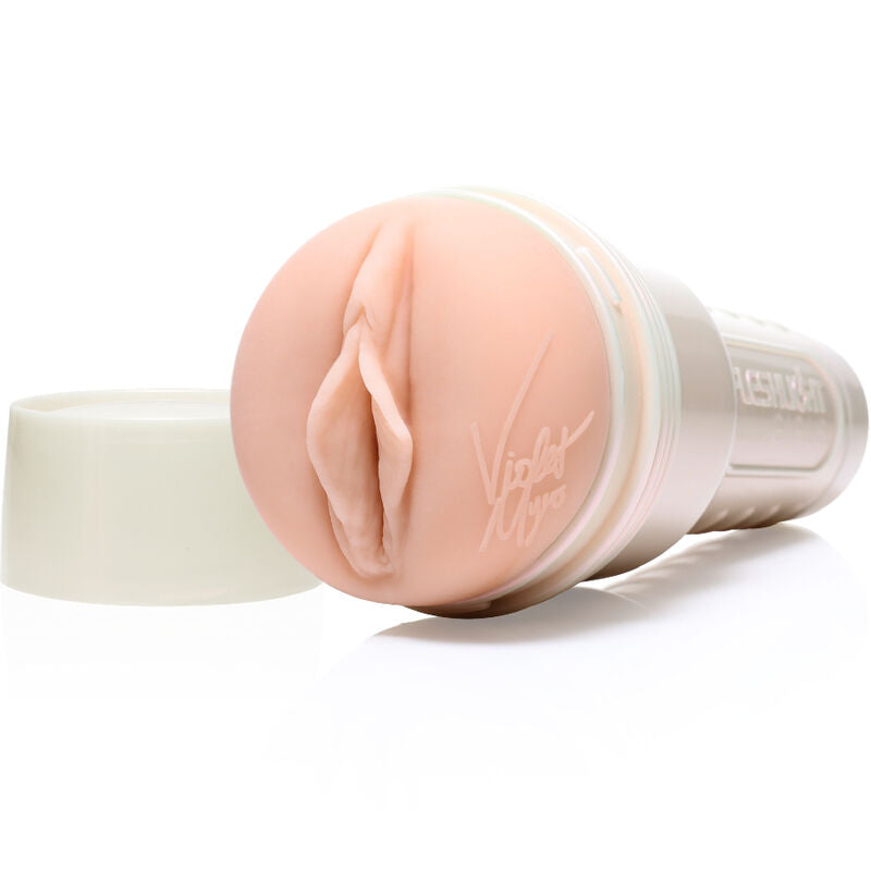 Violet Myers Fleshlight miesten seksilelu Fleshlight Girls -valkoinen ja violetin värinen, kuvassa näkyy tuotteen muoto ja tekstuuri.