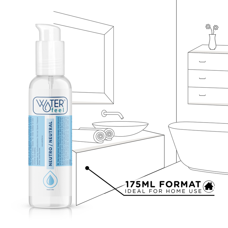 Waterfeel luonnollinen liukuvoide 175ml, kirkas ja silkinpehmeä liukkari, sopii intiimiin käyttöön.