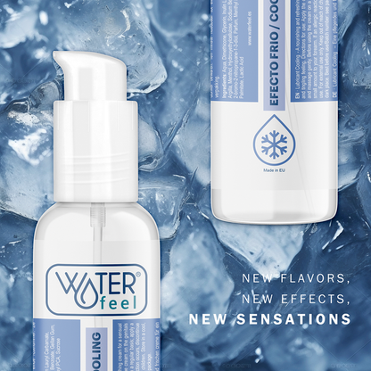 Väritön WATERFEEL viilentävä liukuvoide 150 ml pumpunäytöllä ja etiketeillä, silkinpehmeä ja viilentävä koostumus.